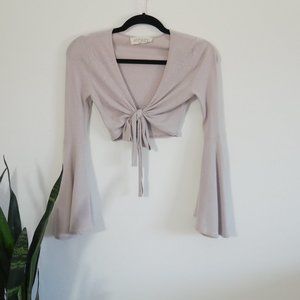 AUDREY 3+1 Lavendar Bell Sleeve Crop Top Small